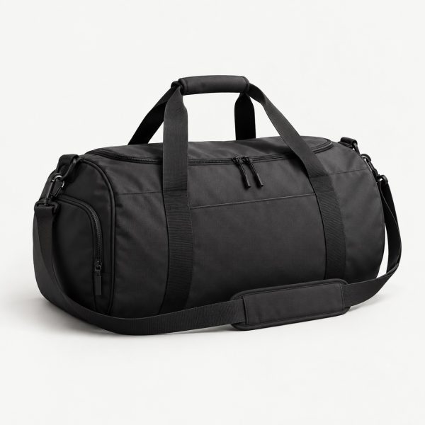 Black gym duffel bag